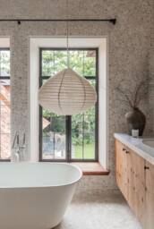 Handmade Taupe Linen Pendant Light Shade - Metro Wabi Sabi Lamp Home Decor - thumbnail 1