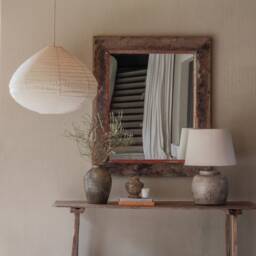 Handmade Taupe Linen Pendant Light Shade - Metro Wabi Sabi Lamp Home Decor - thumbnail 2