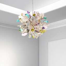 Floral Ceiling Pendant Light, Resin Flowers, Handmade Chandelier, 12 Inch - thumbnail 4