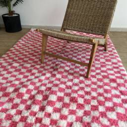 Pink & Ivory Berber Rug Hand Knotted, Custom Size Moroccan Carpet, Plush Wool Carpet - thumbnail 2