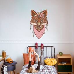 Tribal Fox Wall Decal. Woodland Nursery Baby Girl Sticker. Boho Decal Kids. Forest Animal Decor Toddler Room. Playroom Vl35 - thumbnail 3