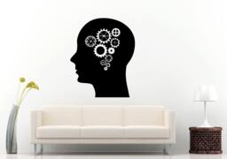 Mechanical Brain Activity Human Thinking Head Enigma Wall Decal Vinyl Sticker Mural Room Decor L1240 - thumbnail 1