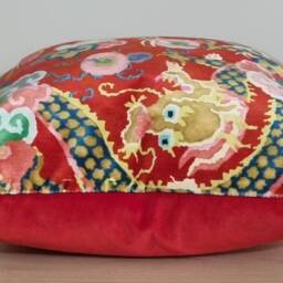 Linwood Velvet Wonderland Double Dragon Lacquer Red & Omega Cushion Cover 45x45 cm - thumbnail 2