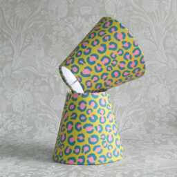Candle Clip Lampshade Leopard Print. Pink, Teal & Ochre, Chandelier Shade - thumbnail 3