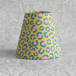 Candle Clip Lampshade Leopard Print. Pink, Teal & Ochre, Chandelier Shade - thumbnail 2