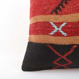 Handwoven Turkish Kilim Pillow Cover Bohemian Lumbar Cushion - 16x24 Inch - thumbnail 2