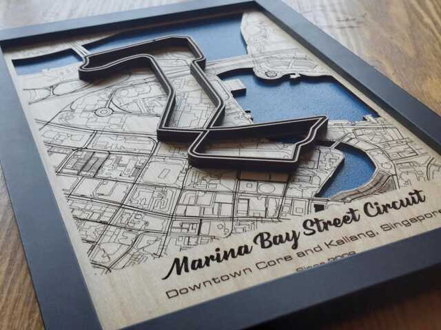 Marina Bay Wall Art Laser Engraved Wood, F1 Singapore Gp Gift - image 1