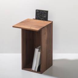 Shift Side Table in Walnut With Cable Management & Bookcase Usable As Coffee Table Nightstand