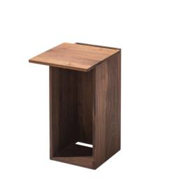 Shift Side Table in Walnut With Cable Management & Bookcase Usable As Coffee Table Nightstand - thumbnail 4