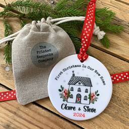 Personalised First Christmas New Home Ornament Ceramic Keepsake Gift - thumbnail 2