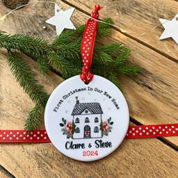 Personalised First Christmas New Home Ornament Ceramic Keepsake Gift - thumbnail 3