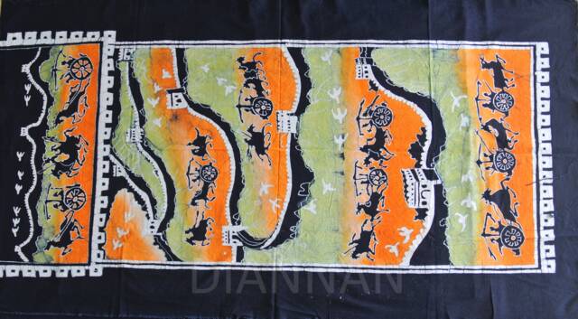 Vintage Indigo Batik Wall Hanging, Abstract Cotton Tapestry, Art - image 1