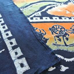 Vintage Indigo Batik Wall Hanging, Abstract Cotton Tapestry, Art - thumbnail 4