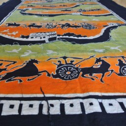 Vintage Indigo Batik Wall Hanging, Abstract Cotton Tapestry, Art - thumbnail 3