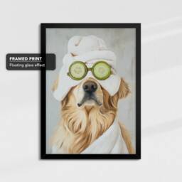 Golden Retriever Beauty Care Towel Bath Tub Framed Poster Print & Canvas Wall Decor Art Painting Bedroom Home Bathroom Dog Lover Gift - thumbnail 2