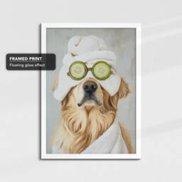 Golden Retriever Beauty Care Towel Bath Tub Framed Poster Print & Canvas Wall Decor Art Painting Bedroom Home Bathroom Dog Lover Gift - thumbnail 3