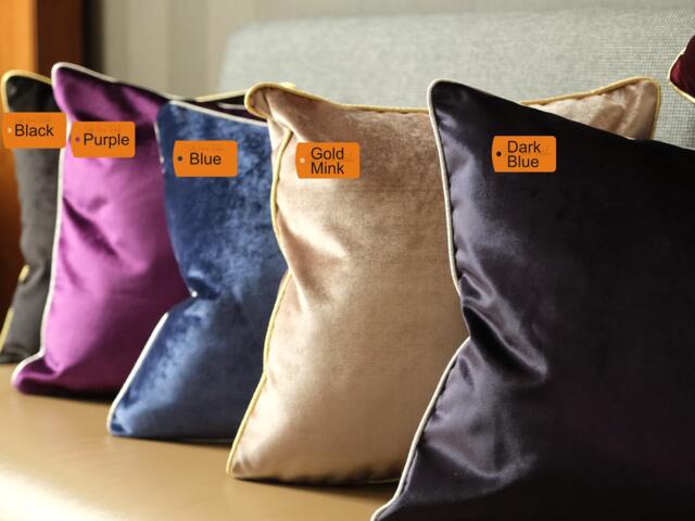 Purple Velvet Pillow Cover Handmade Accent Cushion, Soft Bedding - image 1