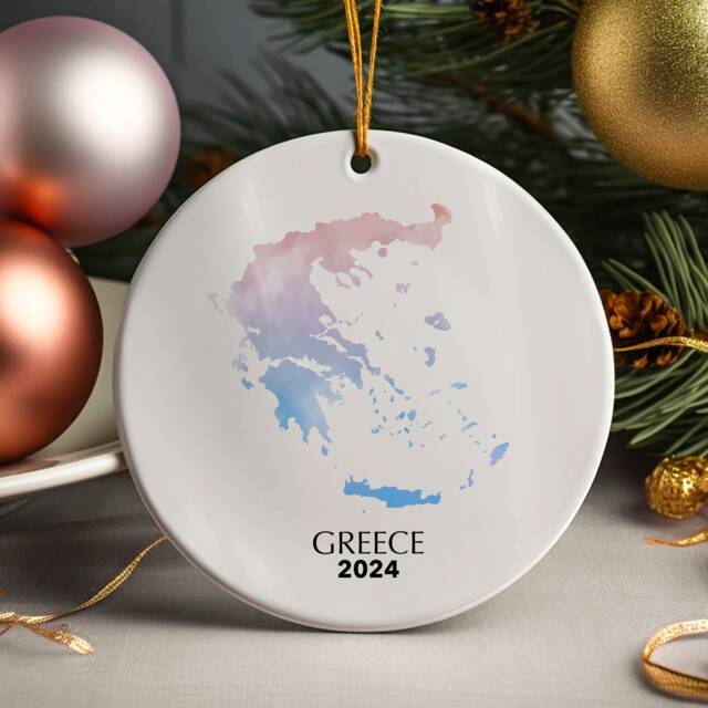 Greece Personalised Christmas Tree Ornament Decoration Gift Present Xmas Bauble Festive Decor Holiday Custom - image 1