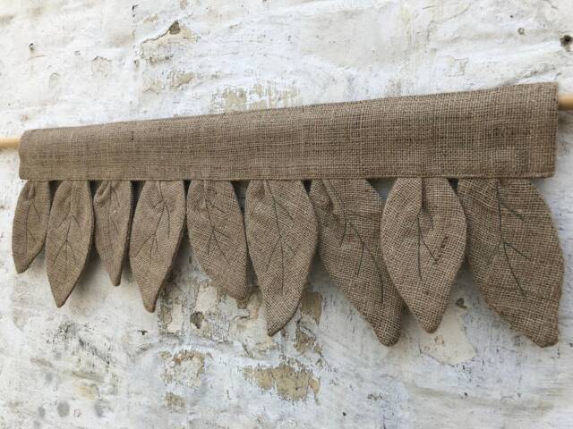 Burlap Curtains Primitive Valance Botanical Curtain Bohemian Rustic Farmhouse Window Treatments Natural Jute Wabi Sabi Decor - image 1