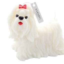 Handcrafted Maltese Dog Candle Soy Wax Puppy Candle - thumbnail 2