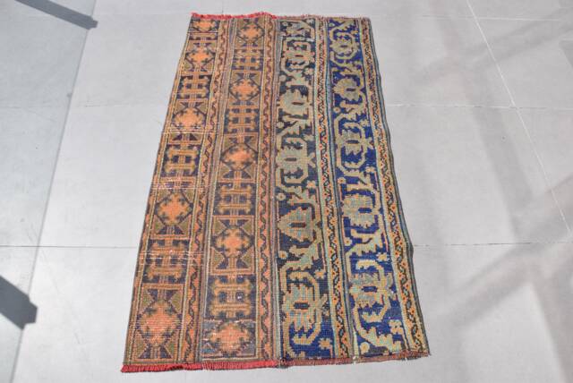 Rugs For Wall Hanging, Anatolian Rugs, 2.7x4.9 Ft Small Turkish Rug, Orange Floor Vintage Office Bathroom Rug - image 1