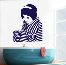 Wall Vinyl Decal Japanese Geisha Asian Modern Pop Art Decor - #2403Dn - thumbnail 1