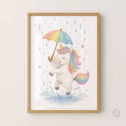 Unicorn Nursery Posters - Set Of 3 - Girl Bedroom Prints Rainbow Unicorns Wall Art Decor - thumbnail 3
