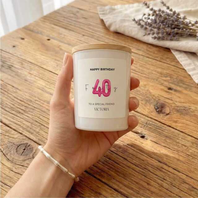 Personalised 40Th Birthday Candle For Her, Custom Milestone Gift Best Friend - image 1