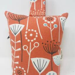 Scandi Burnt Orange Flower Door Stop, Print, Heavy Cotton Fabric, Gift For Her, Perfect Home Decor - thumbnail 2