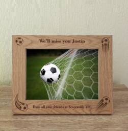 Football Soccer Personalised Engraved Wooden Photo Frame Any Text Birthday Gift Champion 5 X 7 Memory Keepsake - thumbnail 1