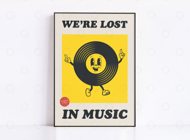 Retro Vinyl Record Print Cartoon Dj Pop Art Poster - image 1