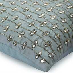 "Designer Floral, Crystals Light Blue Bed Pillow Case 24""x24""/26""x26" - thumbnail 2