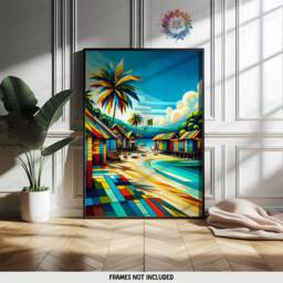 Caribbean Travel Poster Prints - Set Of 3 Posters - Wall Art Decor Bedroom Illustration Artwork Gift Living Room Gifts - thumbnail 3