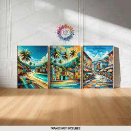 Caribbean Travel Poster Prints - Set Of 3 Posters - Wall Art Decor Bedroom Illustration Artwork Gift Living Room Gifts - thumbnail 2