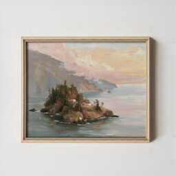 Coastal Island Poster, Pine Landscape Print, Seascape Wall Art, Paper - thumbnail 3