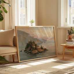 Coastal Island Poster, Pine Landscape Print, Seascape Wall Art, Paper - thumbnail 4