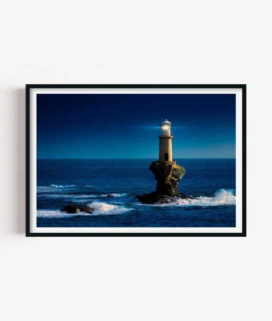Tourlitis Lighthouse Print - Greece Photography Wall Art Coastal Seaside Decor - image 1