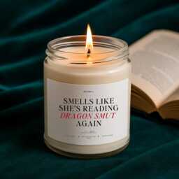 Reading Dragon Smut Again Candle-Smut Reader Gift, Fantasy Book Soy Wax Glass Candle, Bookish Decor, Dark Romance Candle - thumbnail 3