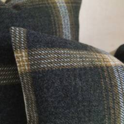 Gray & Gold Oxford Plaid Wool Pillow Cover, Charcoal Mustard Cover - Ready To Ship - thumbnail 3