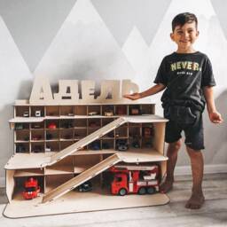 Wooden Toy For Toddler Boy Gift Garage Hot Wheels Display Case Shelf Cars Gift 4 Year Old Learning Toys Toddlers 3 5 2 Years - thumbnail 1