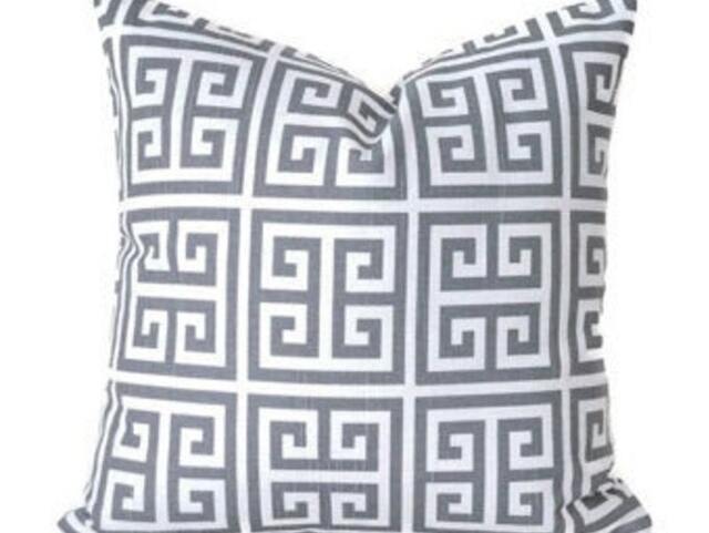 Greek Key Geometric- Towers Design - Gray/Ivory Decorative Designer Pillow Cover- Throws -Lumbars-Bolsters - image 1