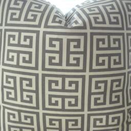 Greek Key Geometric- Towers Design - Gray/Ivory Decorative Designer Pillow Cover- Throws -Lumbars-Bolsters - thumbnail 3