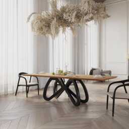 Hardwood Oak Modern Dining Table 0123 - thumbnail 1