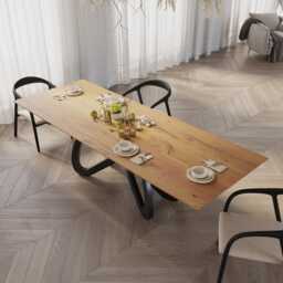 Hardwood Oak Modern Dining Table 0123 - thumbnail 2