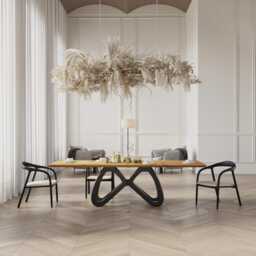 Hardwood Oak Modern Dining Table 0123 - thumbnail 3