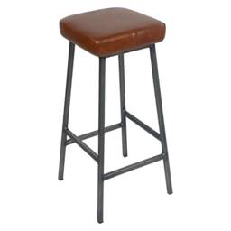 Plwmpy Lleddr Square Seat Leather Bar Stool - thumbnail 2