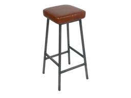 Plwmpy Lleddr Square Seat Leather Bar Stool
