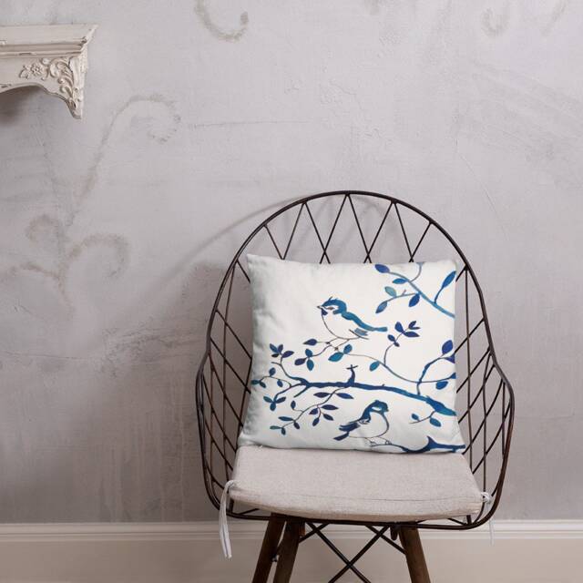 Blue Bird Tree Branch Basic Pillow - image 1