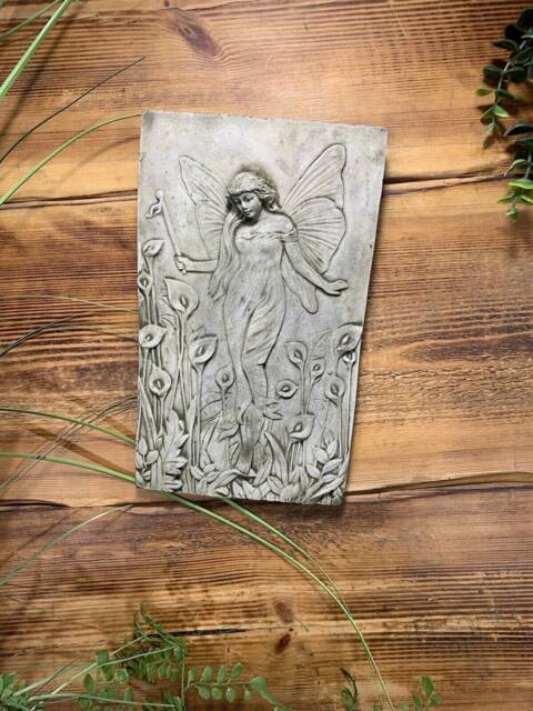 stone Garden Detailed Lily Fairy Angel Wall Hanging Plaque Ornament - image 1