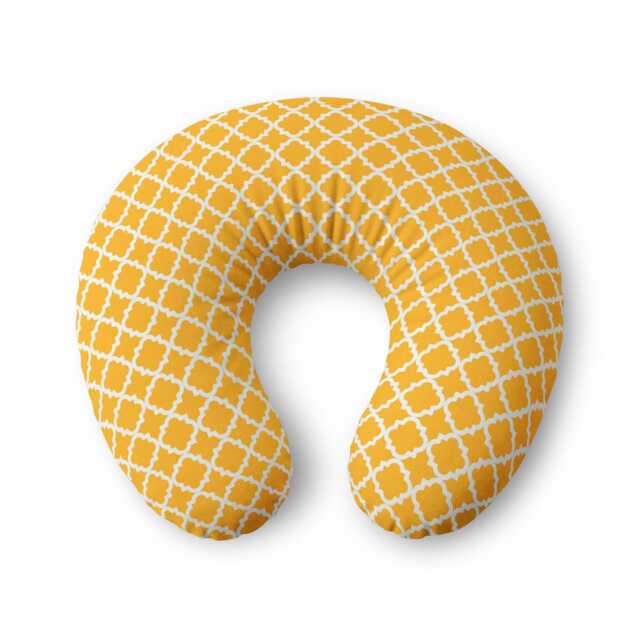 Yellow Lattice Pattern Nursing Pillow Cover - Geometric Baby Support - image 1